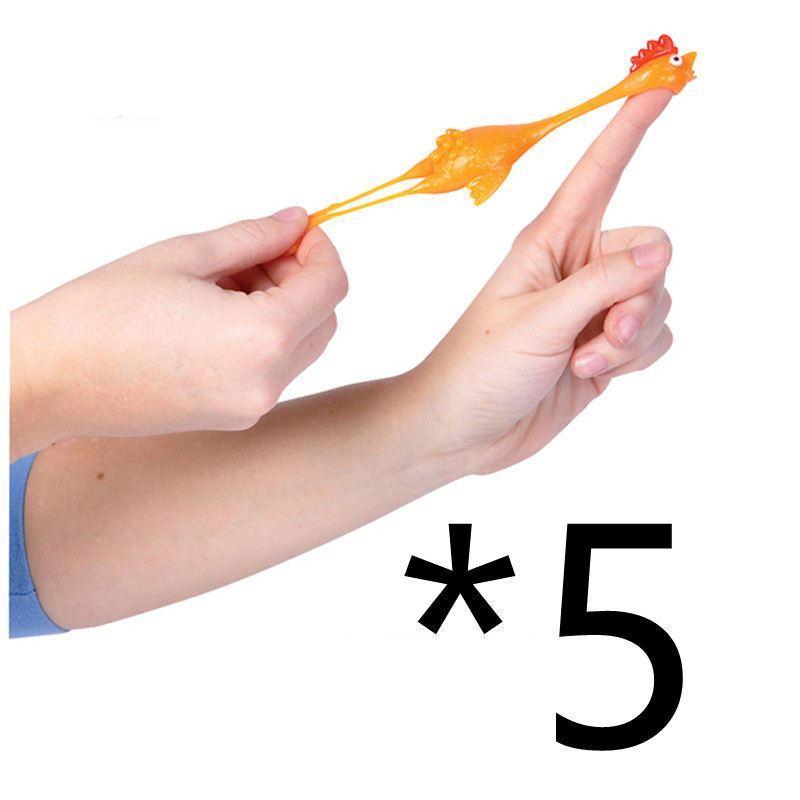 Yellow rubber chicken finger catapult prank toy - Product view 9