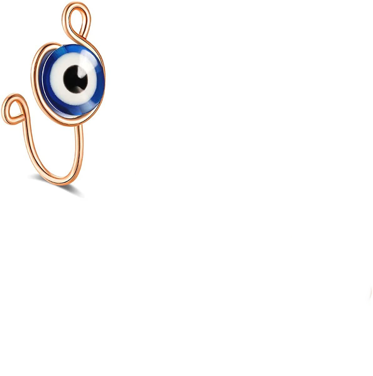 Stainless steel Devil’s Eye false nose ring with geometric design - Product view 10