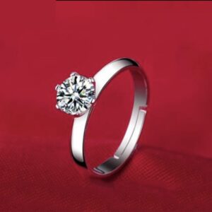 Adjustable six-claw simulated diamond couple wedding ring with zircon setting - Main product view