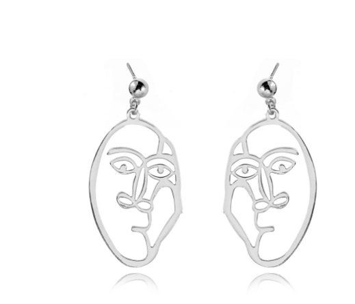 Abstract human-face stud earrings in gold, silver, and rose gold - Product view 9