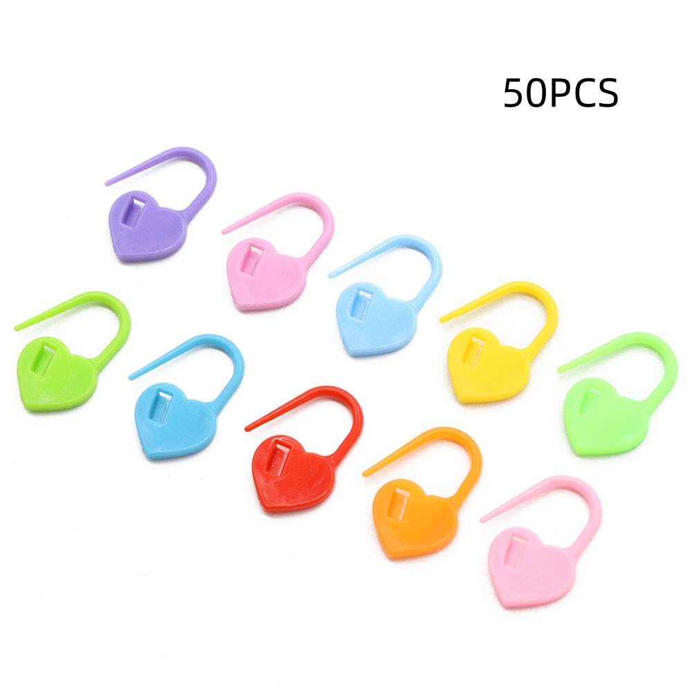 Heart-shaped mixed-color plastic knitting stitch markers - Product view 9