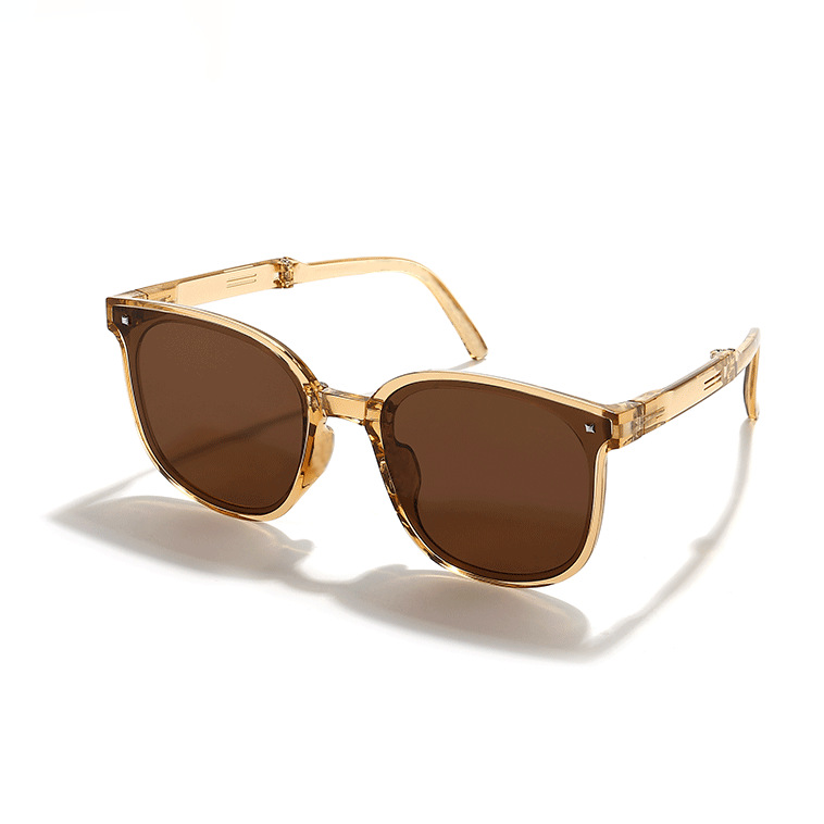 Retro folding sunglasses with black lenses and gray mirror frame - Product view 3