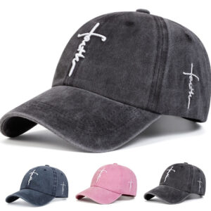 Adjustable embroidered faith cross baseball cap in a unisex adult style - Main product view