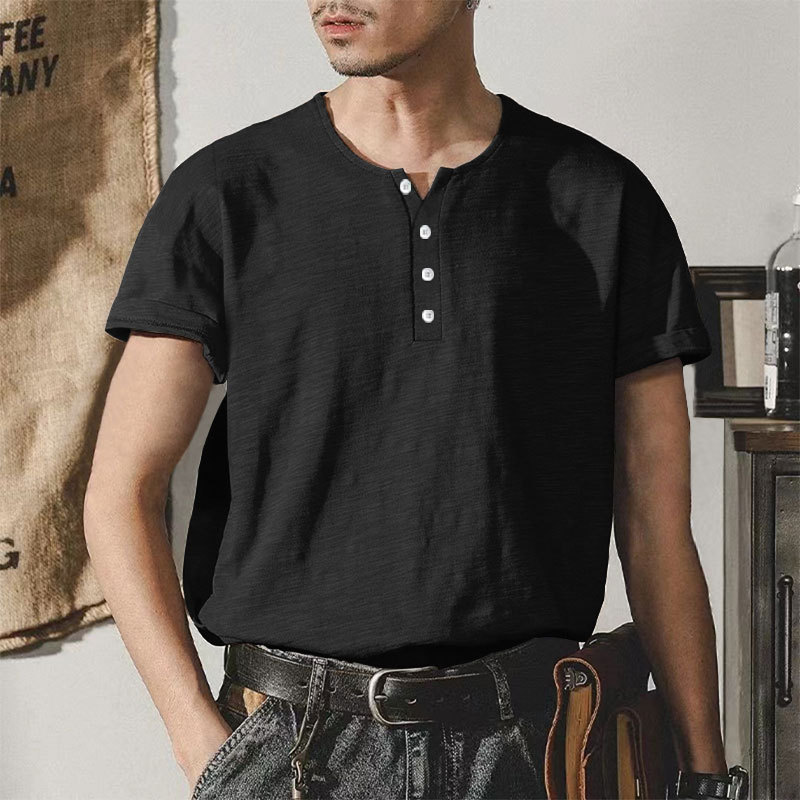 Men's solid-color short-sleeve pullover top - Main product view