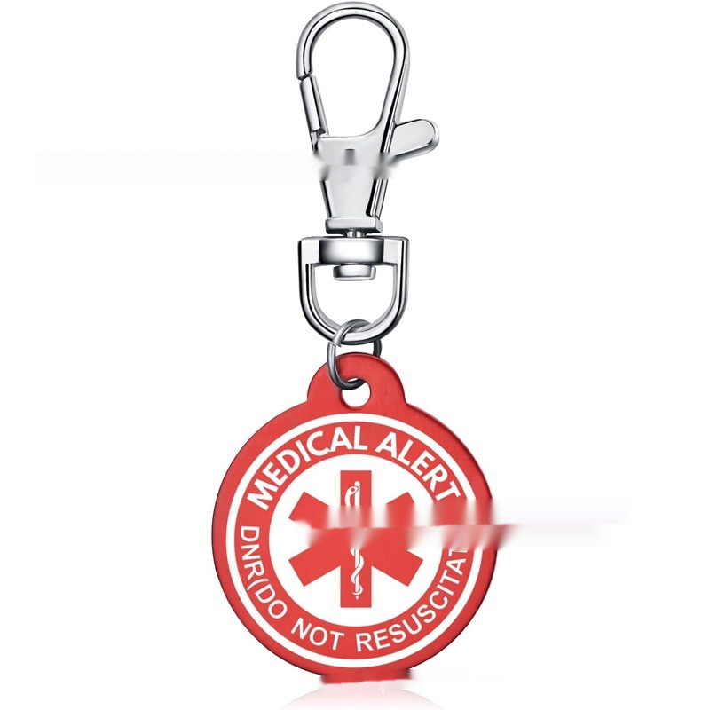 Personalized aluminum alloy medical alert keychain in a modern artistic style - Product view 7