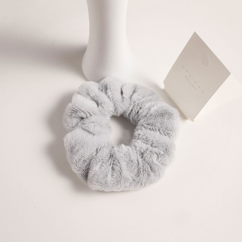 Cute plush large intestine-inspired fabric hair tie in assorted colors - Light grey