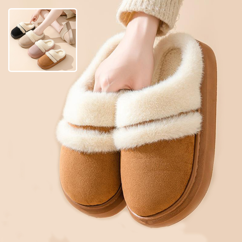 Warm plush-lined house slippers with thick sole - Main product view