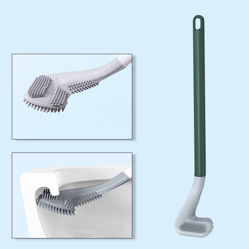 Triangle-shaped silicone toilet cleaning brush with wall-hanging hook - Product view 4