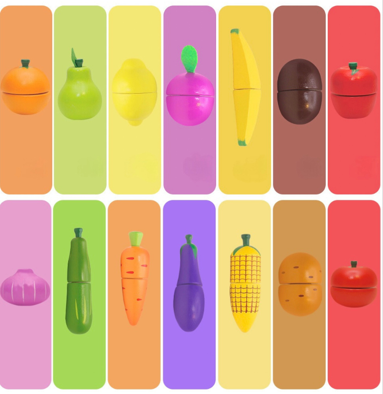 Wooden magnetic fruit and vegetable cutting toy set for children - Product view 5
