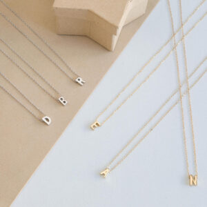 Fashion Tiny Initial Necklace Gold Silver Color Cut Letters Single Name Choker Necklace For Women Pendant - Main product view