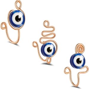 Stainless steel Devil’s Eye false nose ring with geometric design - Main product view