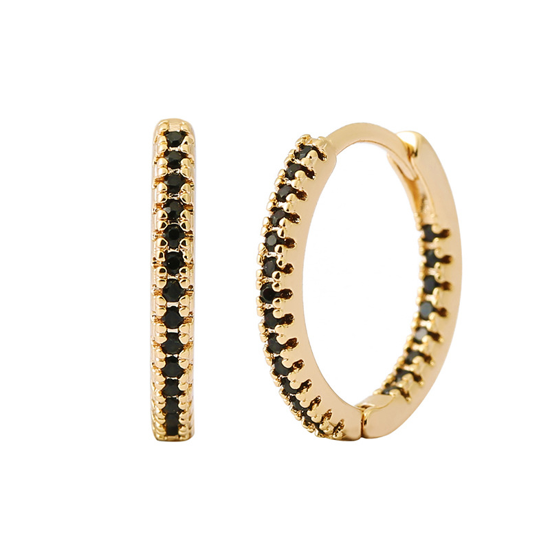 Round multicolor geometric ear clip earrings in a gold-tone or silver-tone finish - Product view 15