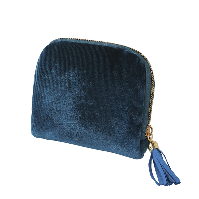 Portable clutch-style velvet jewelry storage bag in assorted colors - Product view 7