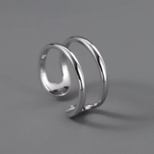Adjustable unisex copper band ring with double-ring and smooth-surface style options - Main product view