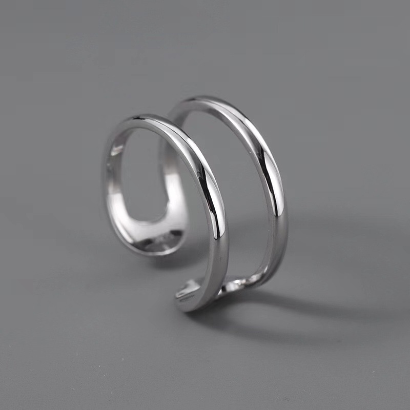 Adjustable unisex copper band ring with double-ring and smooth-surface style options - Main product view