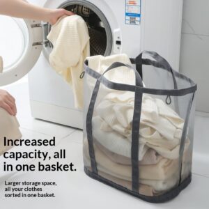 Large foldable nylon laundry basket in black or gray - Main product view