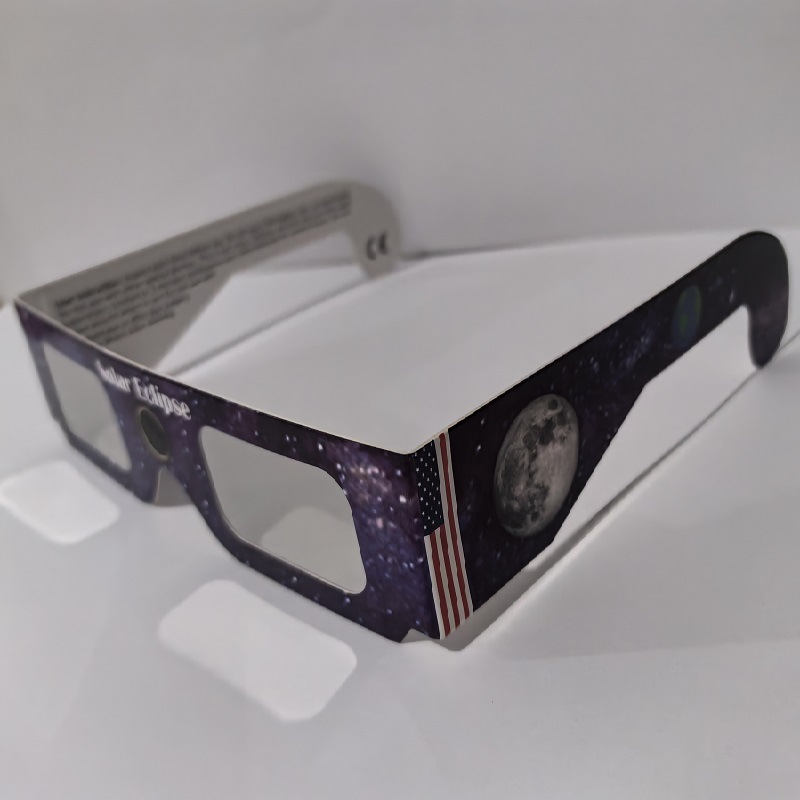 Paper-based solar eclipse glasses with silver-coated lens and celestial frame - Moon Style-Silver Lens