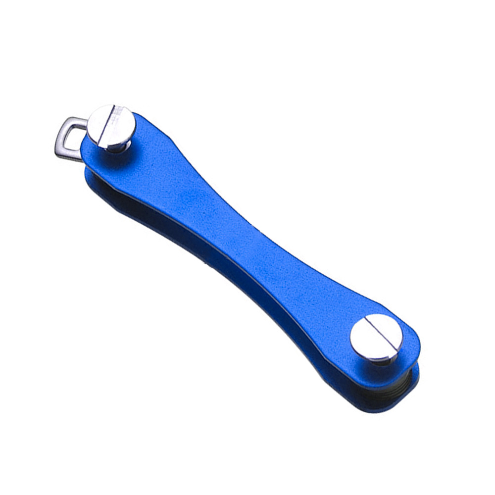 Compact metal key holder keychain in a modern square design - Product view 4