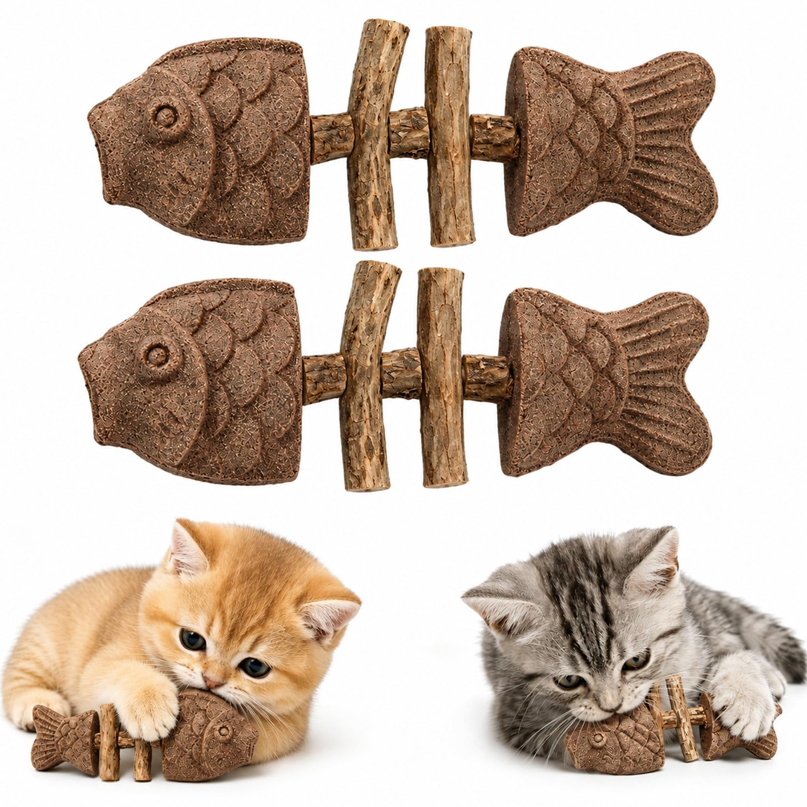 Catnip and silvervine fishbone chew toy set for cats - Product view 4