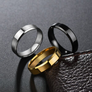 Stainless steel geometric couple ring in a minimalist design - Main product view
