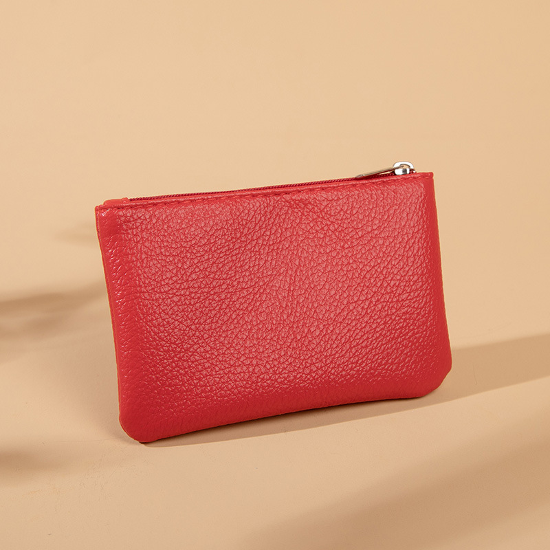 Compact PU leather mini zipper wallet in a solid color - Product view 2