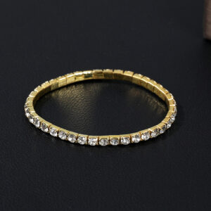 Women's single-row geometric rhinestone bracelet in a selected color - Main product view