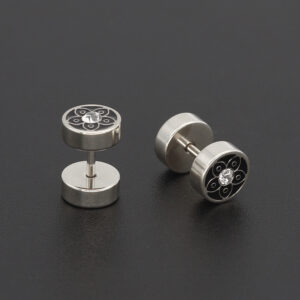 Unisex stainless steel geometric tassel stud earrings - Main product view