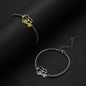 Heart-shaped stainless steel bracelet with love ECG pattern - Main product view