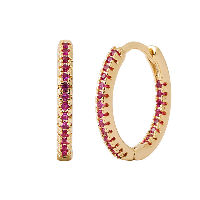 Round multicolor geometric ear clip earrings in a gold-tone or silver-tone finish - Product view 9
