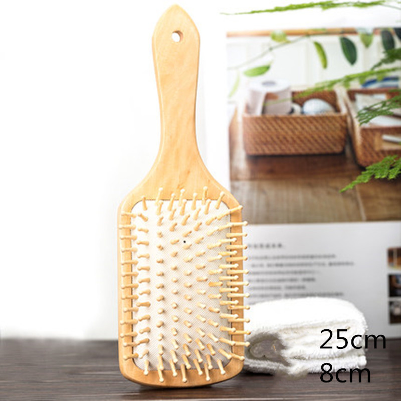 Wooden paddle cushion hairbrush for hair brushing and scalp massage - Large