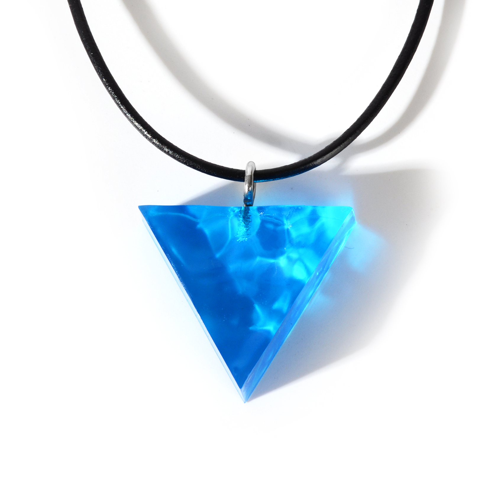 Geometric resin pendant necklace with leather cord-style necklace - Product view 1