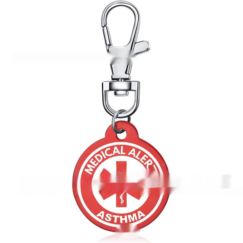 Personalized aluminum alloy medical alert keychain in a modern artistic style - Product view 10
