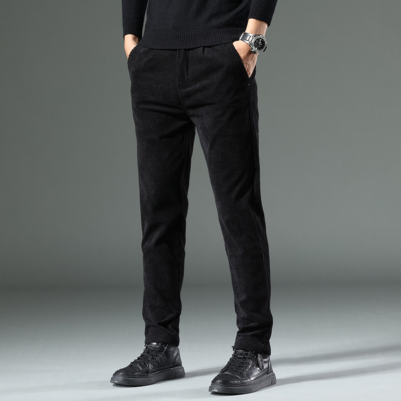 Men’s corduroy casual pants with elastic waist and straight-leg fit - Product view 3