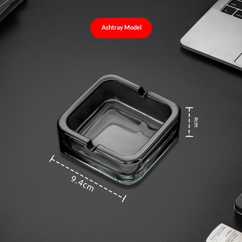 Square glass ashtray in a minimalist design - Product view 7