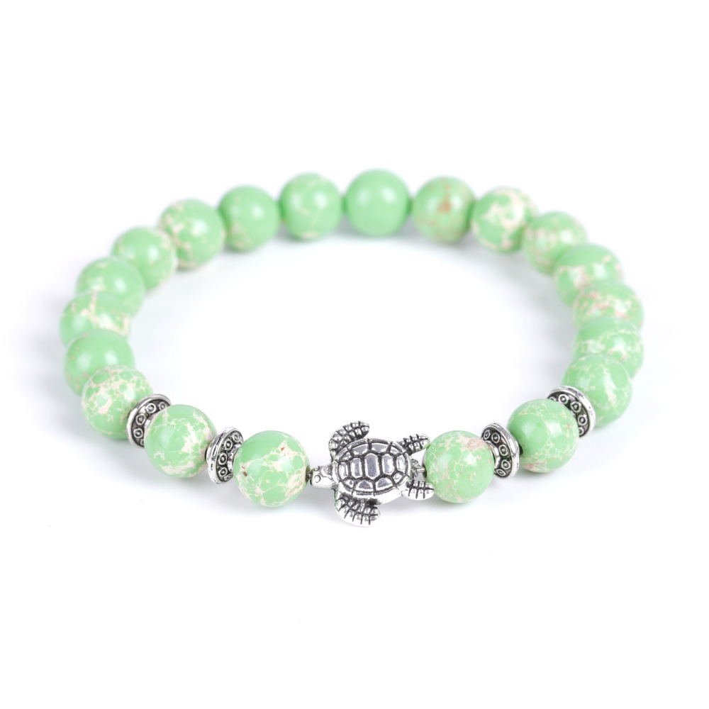 Unisex stone alloy bracelet with turtle-shaped UFO gasket design - Product view 2