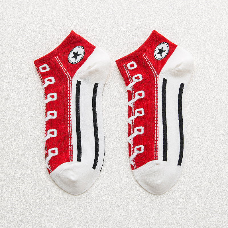 Breathable combed cotton boat socks in assorted colors - Product view 12