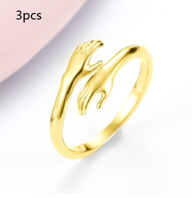 Adjustable hands-hug geometric ring in gold or silver - Product view 14