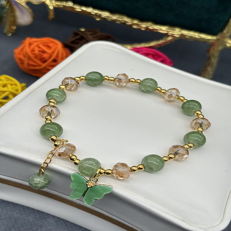 Women's glass butterfly bracelet with an electroplated finish in a colorful crystal-inspired style - Product view 11