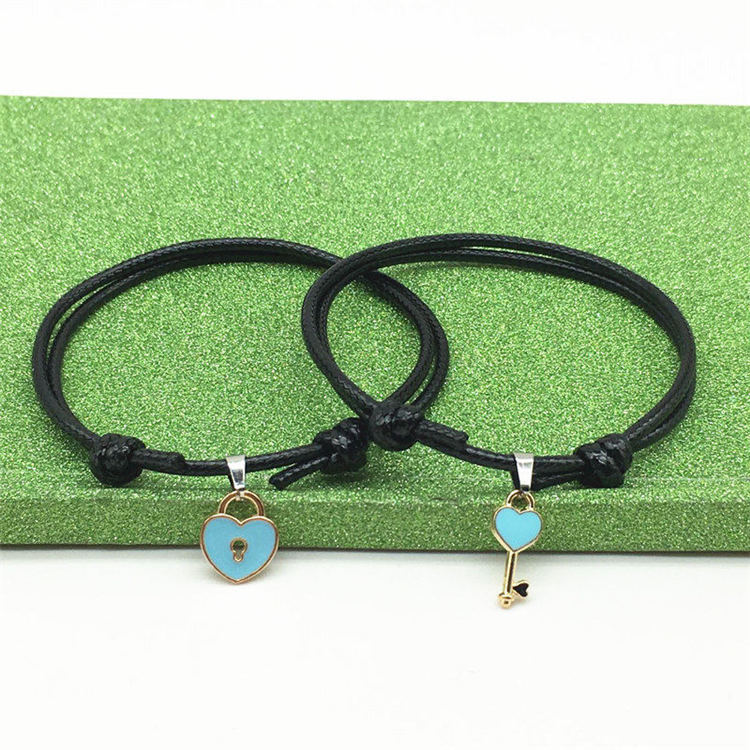 Small key love couple bracelet in a choice of colors - Green