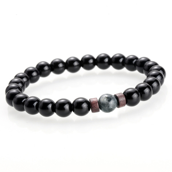 Unisex volcanic stone beaded yoga bracelet with gemstone-style accents - Product view 9