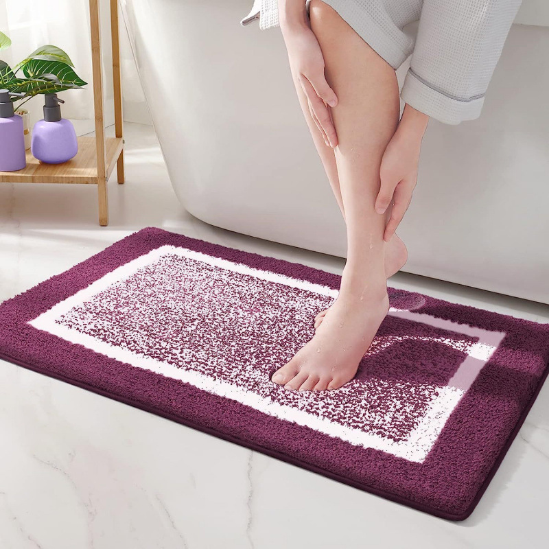 Solid color square polyester bathroom carpet in a modern simple design - Product view 2