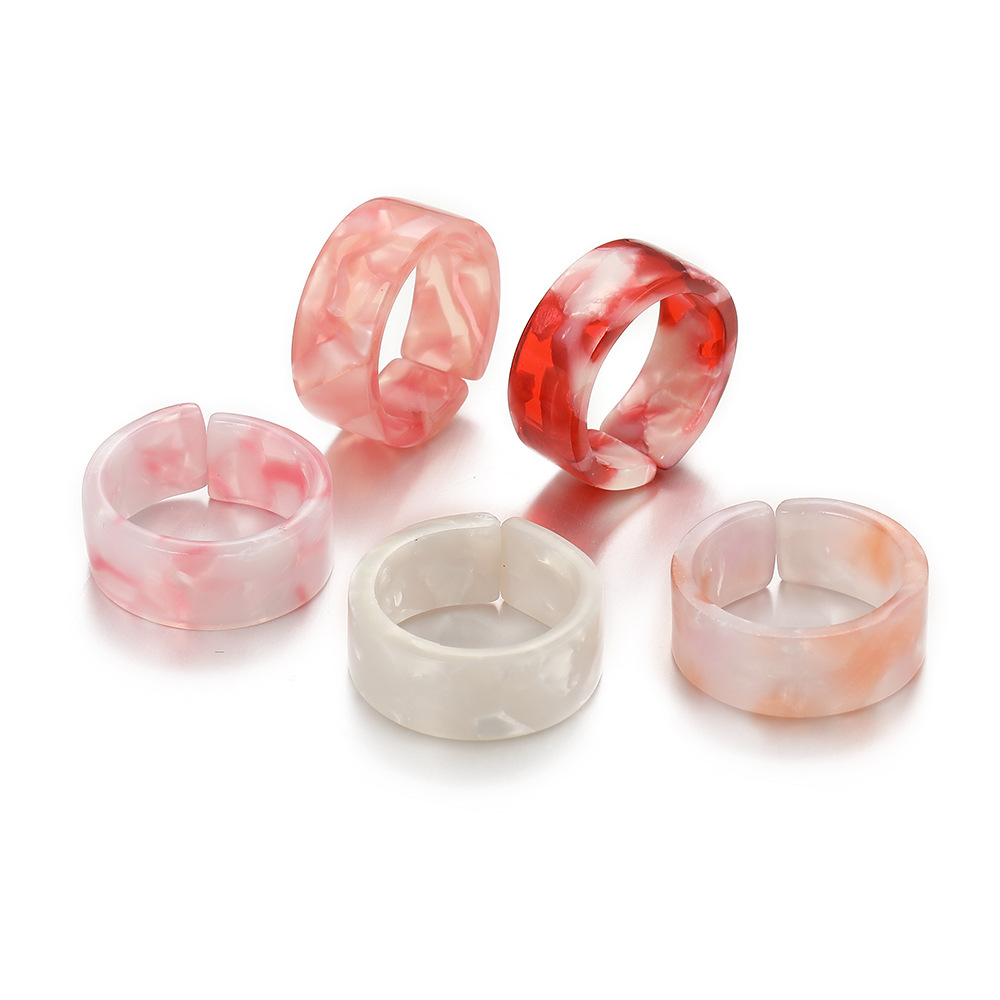 Women’s geometric alloy ring set with resin detail - Product view 8