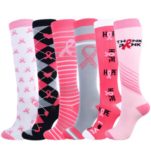 Women's mid-calf nylon running socks with bow and patterned designs - Main product view