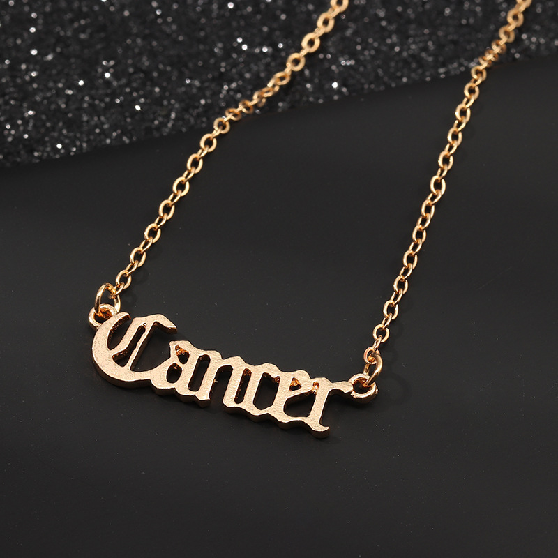 Old English-style zodiac sign pendant necklace in alloy - Cancer