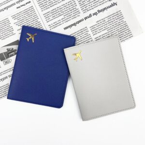 Solid-color PU leather passport cover with embossed detail - Main product view