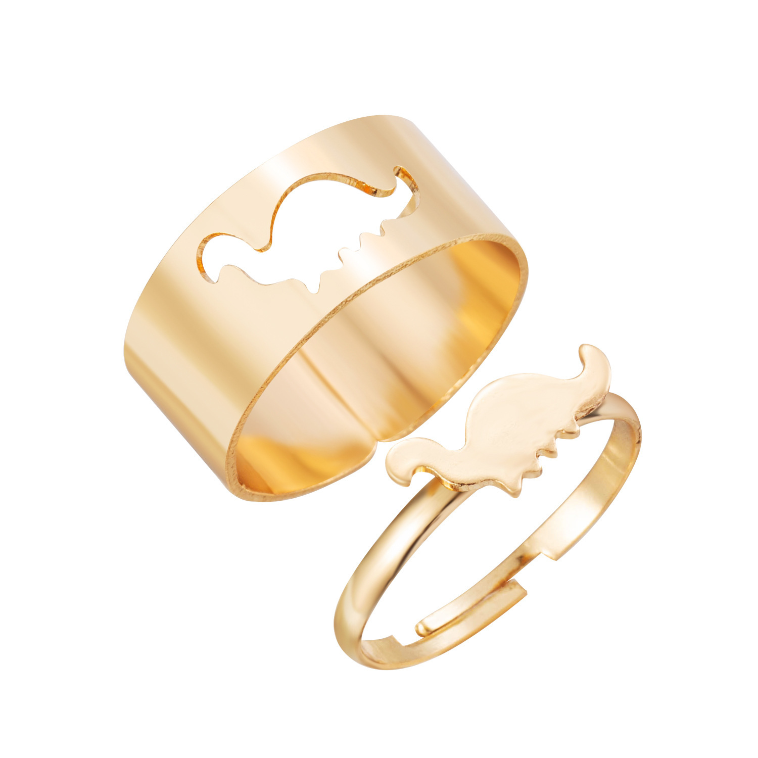 Adjustable unisex alloy punk ring with assorted dinosaur, flame, frog, and key motifs - Product view 7