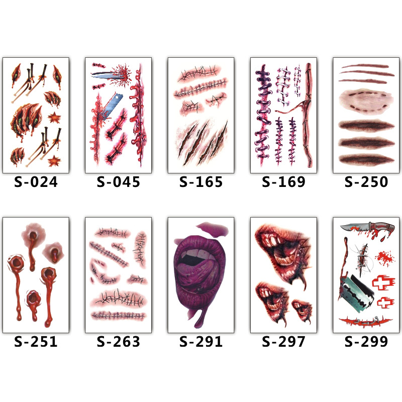 Halloween wound tattoo sticker on paper, 10.5 x 6 cm - Main product view
