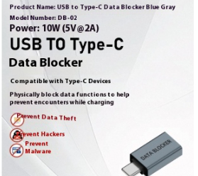 USB data blocker adapter for charging and data shielding - Product view 6