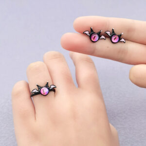 Bat monster ring and stud earrings set - Main product view