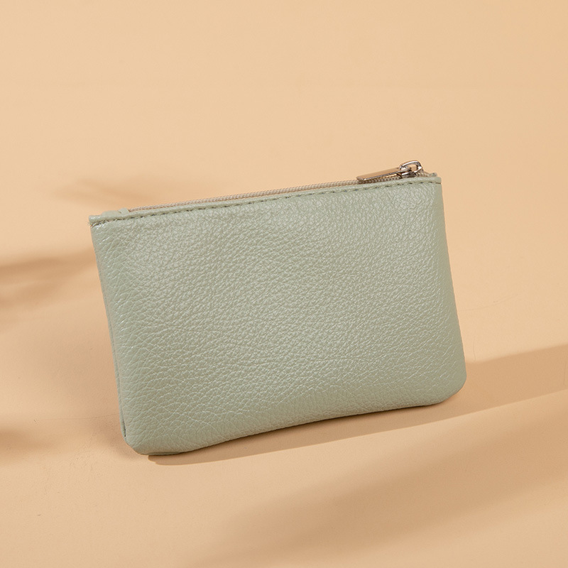Compact PU leather mini zipper wallet in a solid color - Product view 1